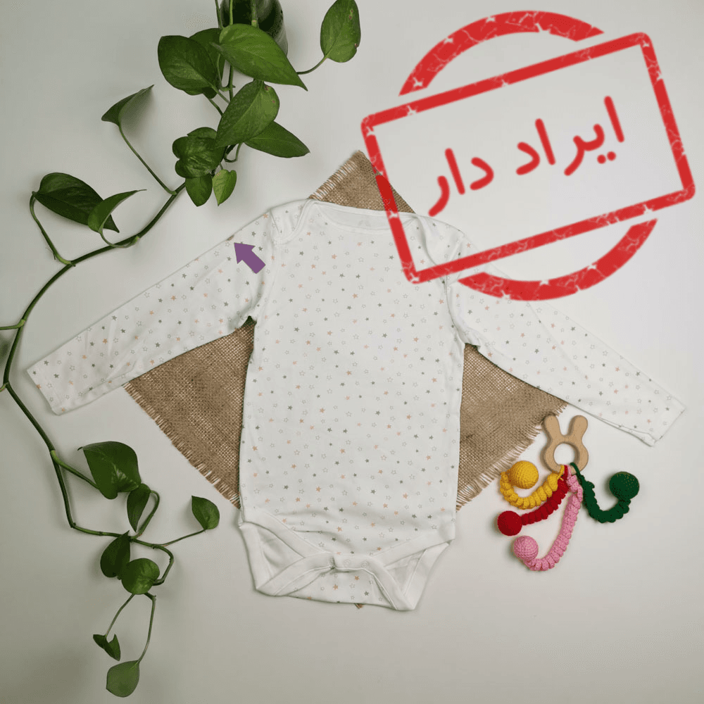 بادی نوزادی آستین بلند برند next baby طرح ستاره ای سفید رنگ – 2-3 سال