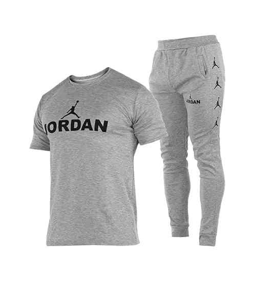 ست تیشرت و شلوار مردانه آستین کوتاه Jordan ساده یقه گرد مدل 43182