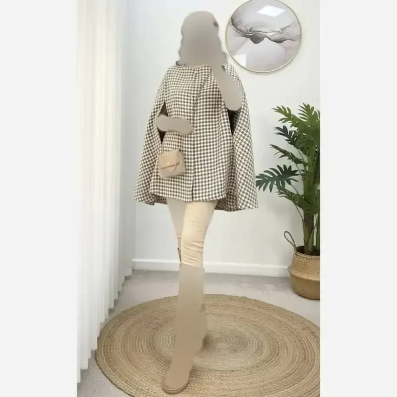 شنل توییت موهر لعیا رنگ مشکی کرم نسکافه فری سایز تا 50 پانچ — تصویر ۵
