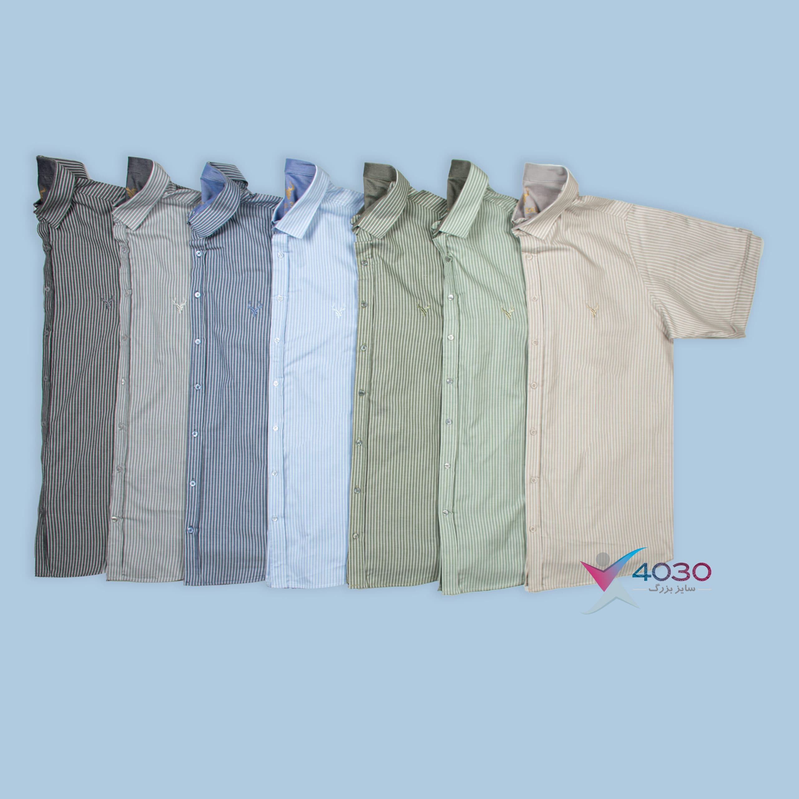 پیراهن آستین کوتاه راه راه Stripes سایزبزرگ ( 2660 )