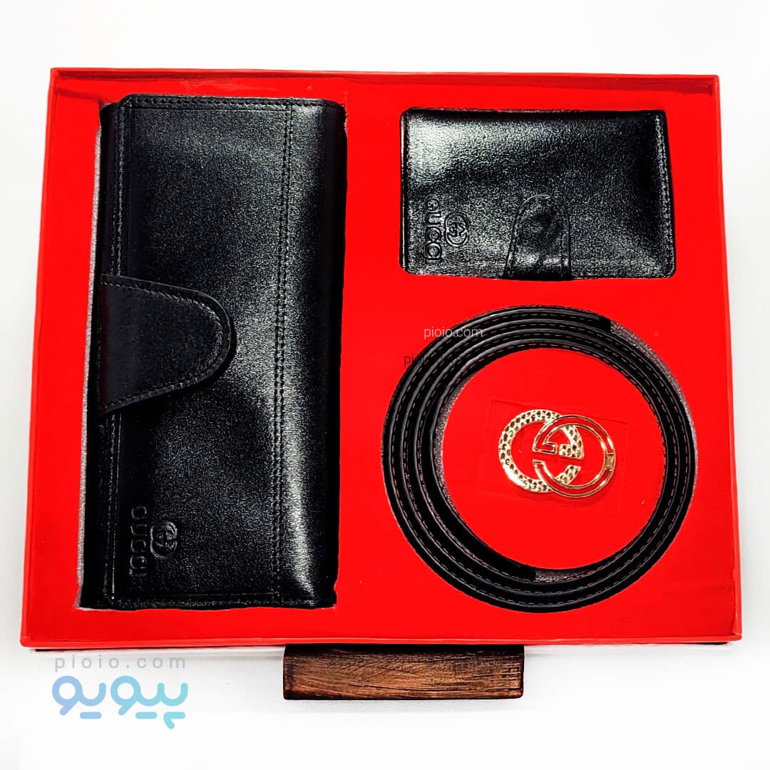 ست هدیه چرم طبیعی زنانه طرح GUCCI آیتم 4702 عمده و کارتنی