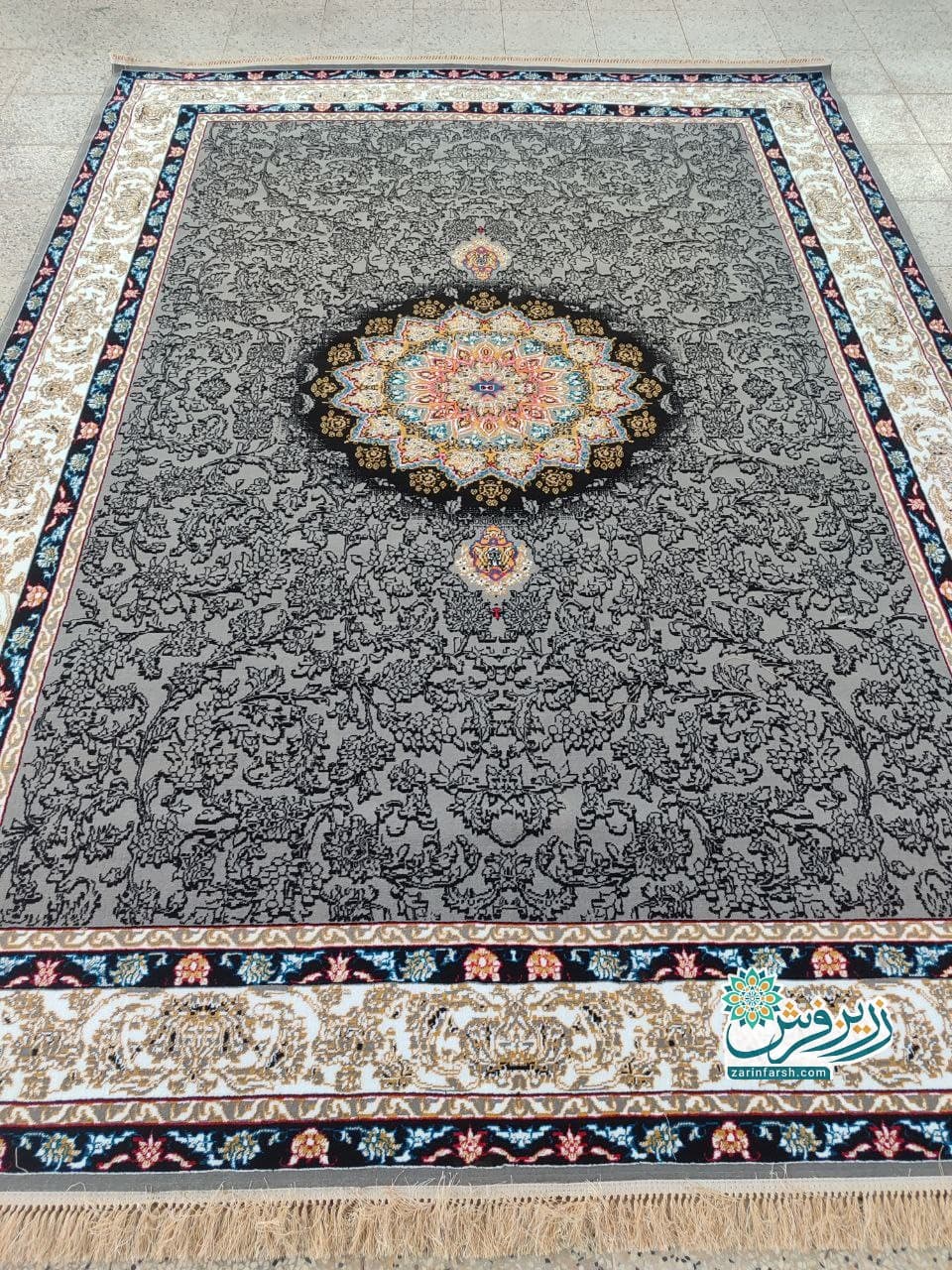 فرش ماشینی 500 شانه طرح تینا رنگ فیلی