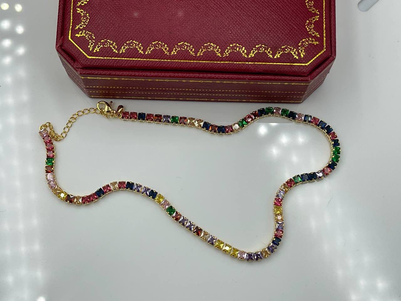 گردنبند مولتی کالر نگین رنگی