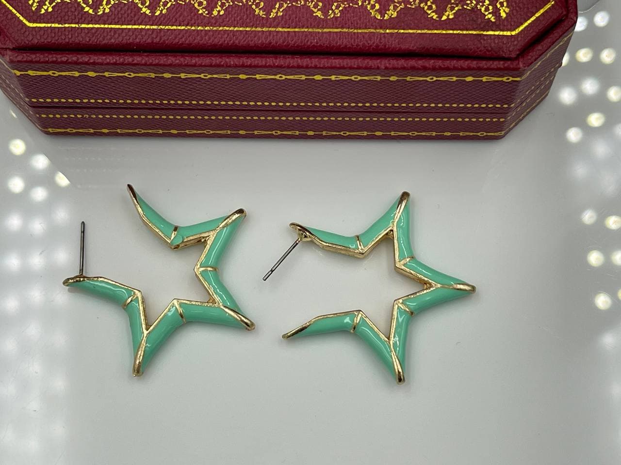 گوشواره پاستیلی طرح ستاره سبز