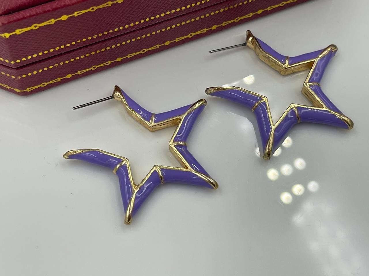 گوشواره طرح ستاره پاستیلی بنفش