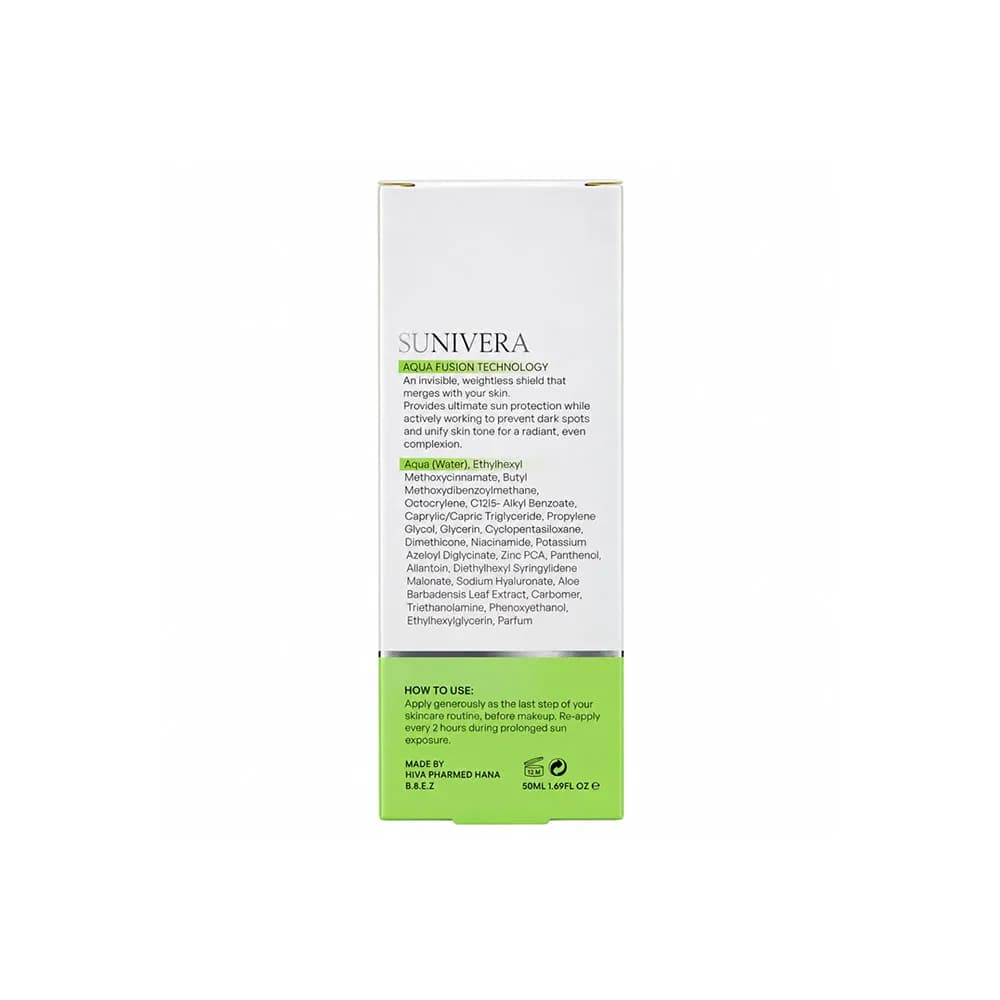 کرم ضدآفتاب فیوژن واتر ضدجوش و بی رنگ SPF50 سانیورا ۵۰ میلی لیتر — تصویر ۶