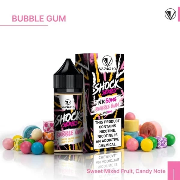 سالت نیکوتین آدامس بادکنکی کمپانی ویپور 10 سری شوک | VAPOR 10 Nicotin Salt Bubble Gum اورجینال