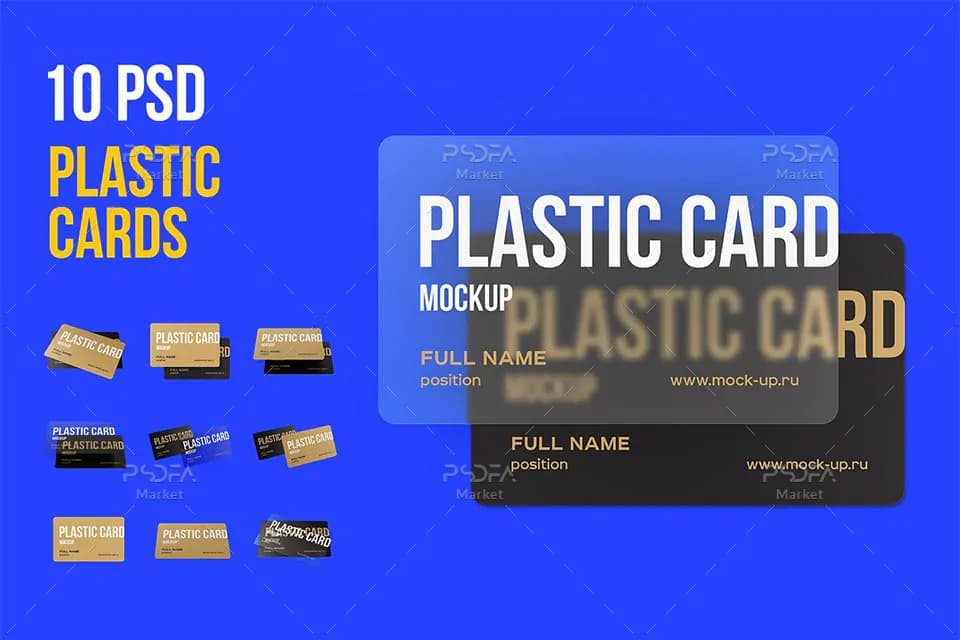 10 موکاپ کارت اعتباری لایه باز PSD در نماهای مختلف برای فتوشاپ