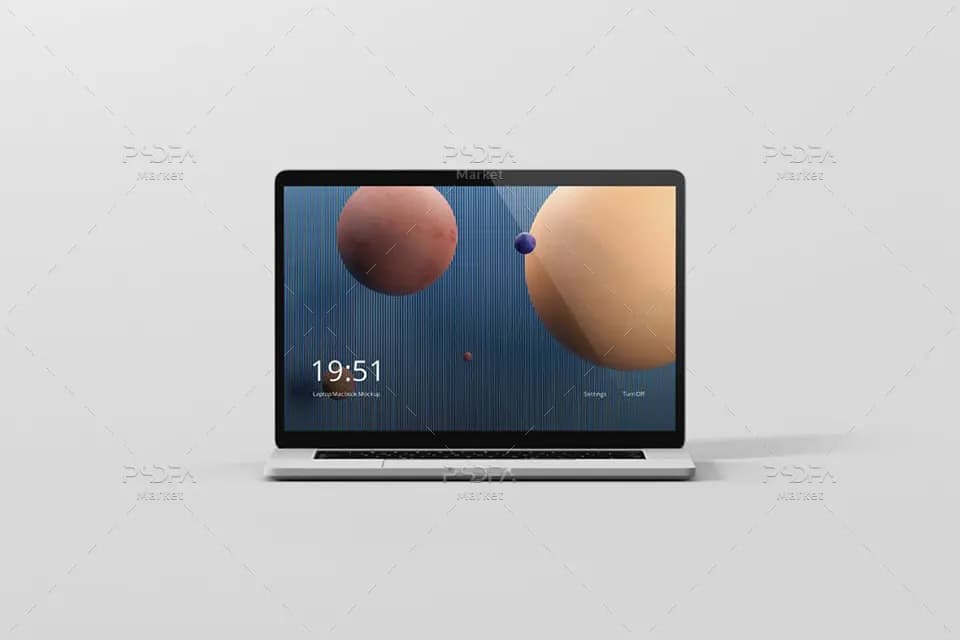 12 موکاپ لپ تاپ مک بوک اپل در حالت و نماهای مختلف برای فتوشاپ — تصویر ۴