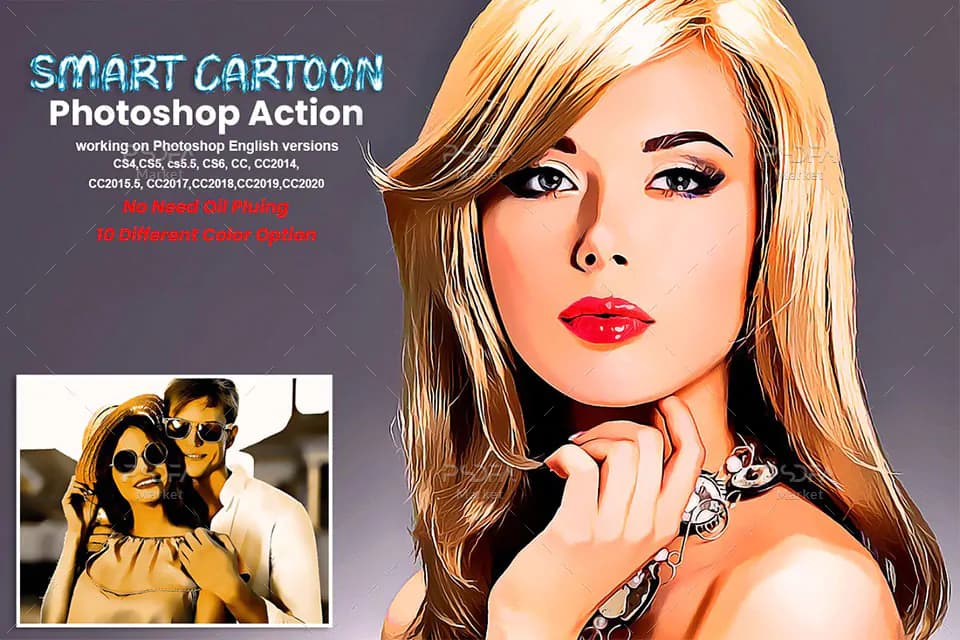 اکشن فتوشاپ تبدیل عکس به تصاویر کارتونی Smart Cartoon PS Action