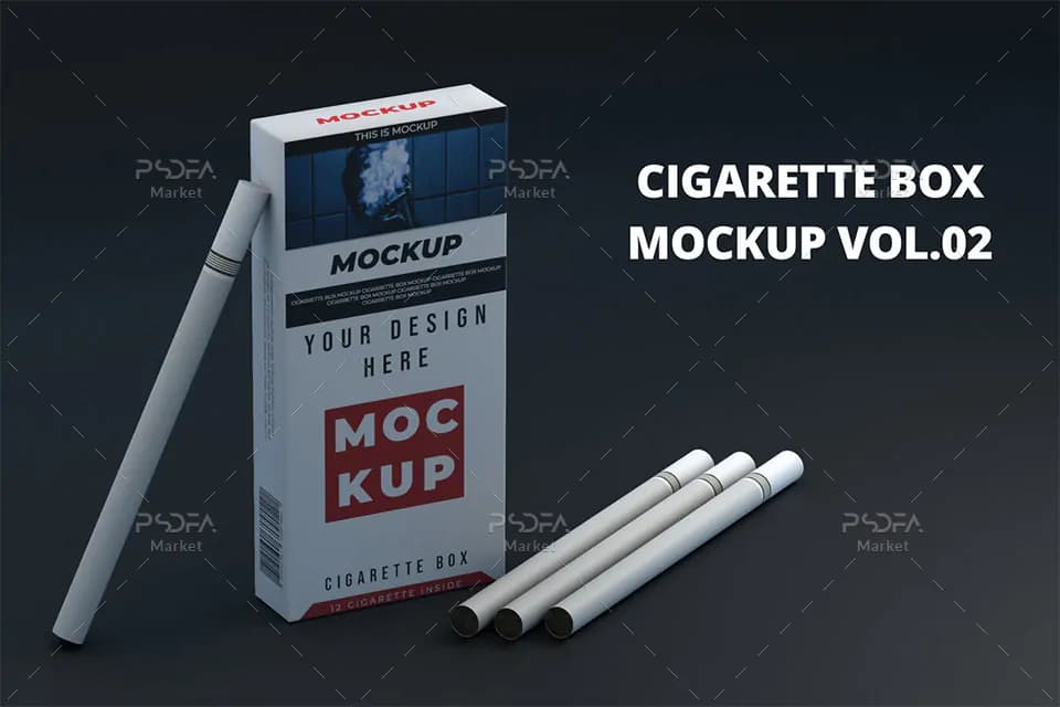 موکاپ پاکت سیگار لایه باز قابل ویرایش در فتوشاپ