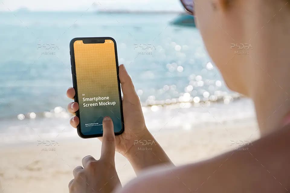 موکاپ موبایل آیفون در دست در حالات و نماهای مختلف — تصویر ۵