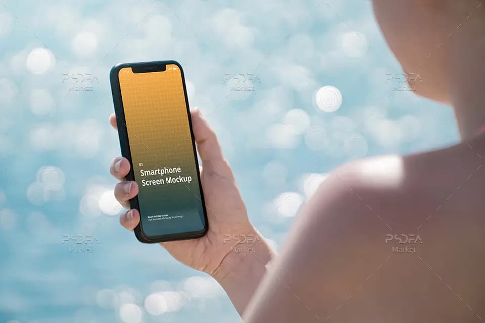 موکاپ موبایل آیفون در دست در حالات و نماهای مختلف — تصویر ۴