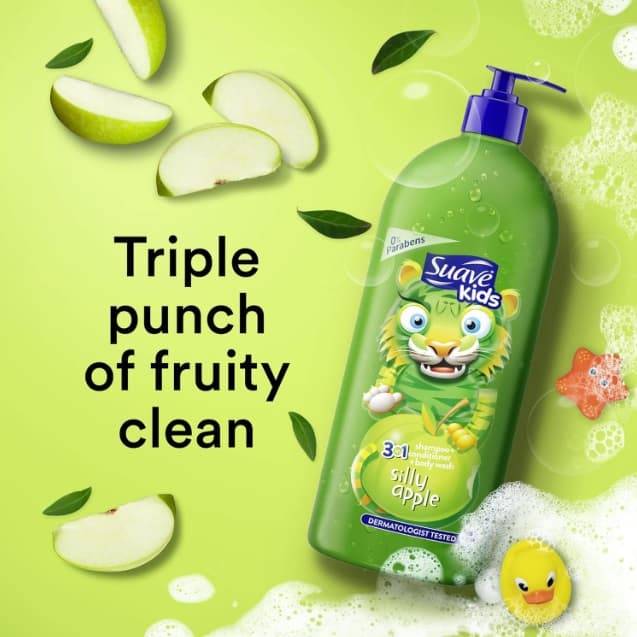شامپو سواوا کیدز Suave kids مدل 3 در 1 silly apple حجم 532 میلی لیتر — تصویر ۳
