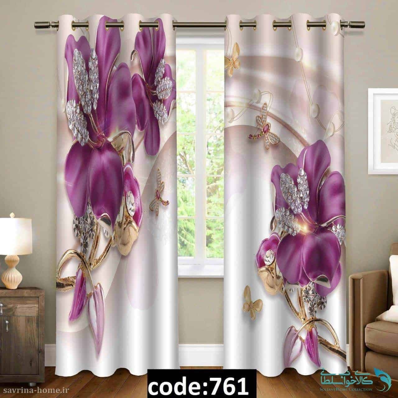 پرده پانچی سری گل مدرن مدل Sh-761