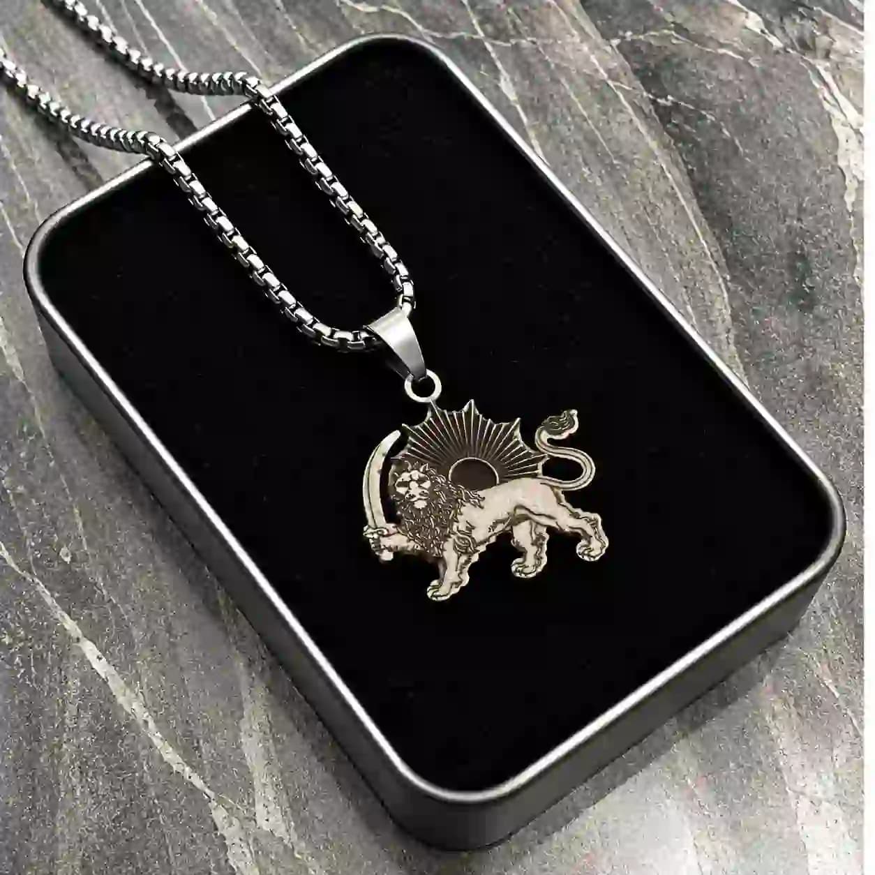 گردنبند شیر و خورشید استیل گردنبند ایران گردنبند فروهر