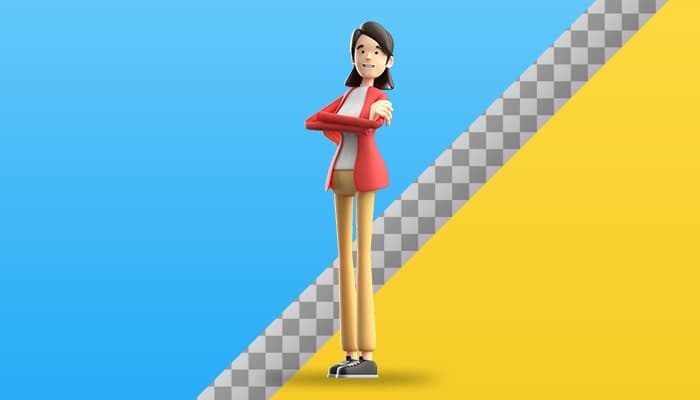 تصویر PNG کاراکتر سه بعدی دختر جوان دست به سینه