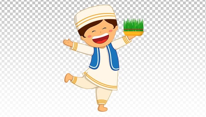 تصویر PNG کاراکتر پسر شاد با سبزه عید