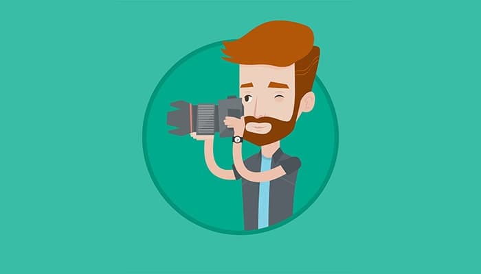 وکتور تصویرسازی کاراکتر مرد عکاس در حال عکاسی