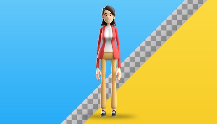تصویر PNG کاراکتر سه بعدی دختر جوان ایستاده