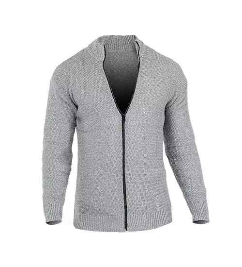 ژاکت بافت مردانه زیپ دار یقه ایستاده فری سایز ساده Lima مدل 40292