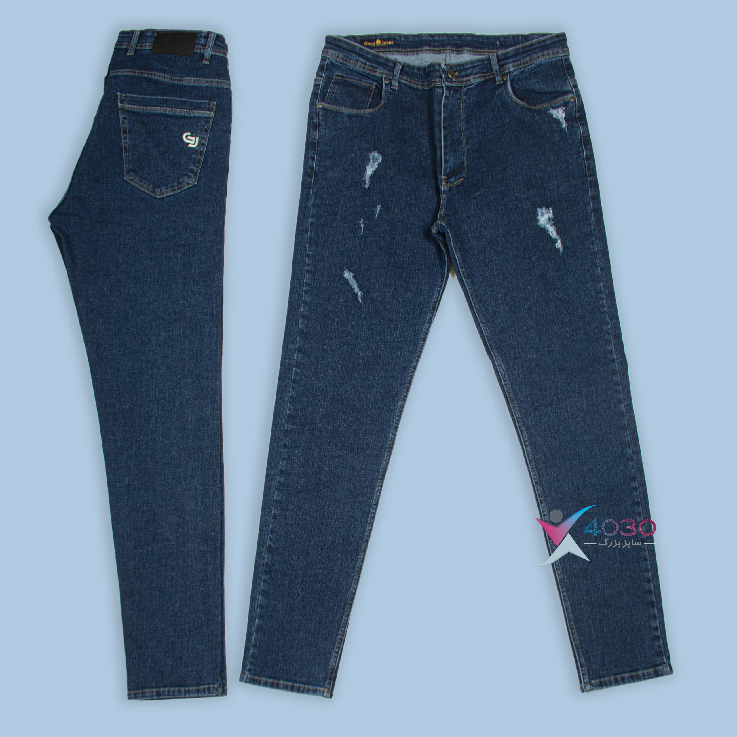 شلوار جین زاپدار Navy blue سایزبزرگ ( 4398 )