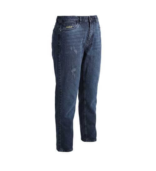 شلوار مردانه مام فیت ساده جین آبی تیره Zara کد 50825