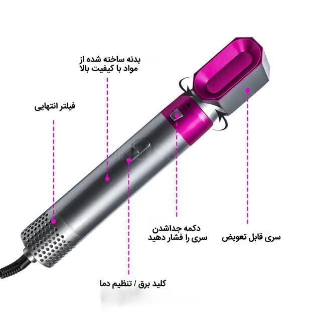 سشوار برس دار حالت دهنده مدل 5 + 1 — تصویر ۷
