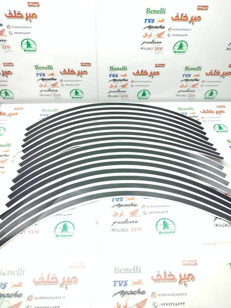 برچسب (شبرنگ) دور رینگ ساده باریک (مشکی)