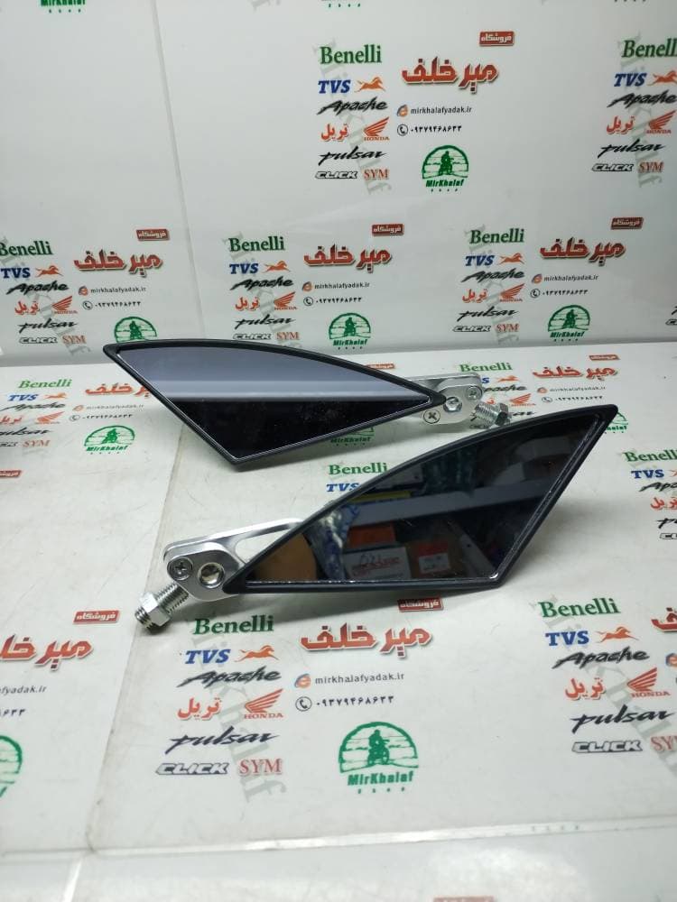 اینه (آینه) اسپرت پایه فلزی رنتال cnc سفید نقره ای