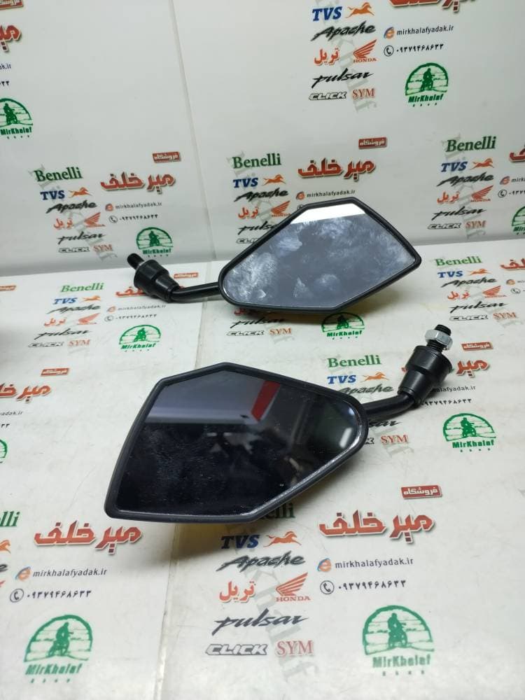 اینه (آینه) اسپرت پایه فلزی رنتال cnc زرد طلایی