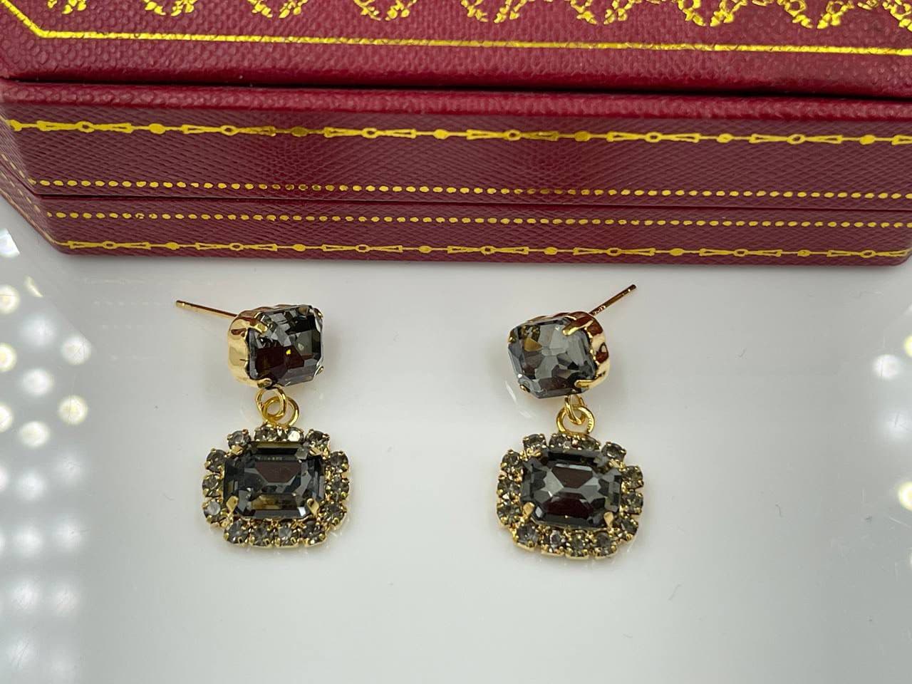 گوشواره سنگ مشکی نگین کاری