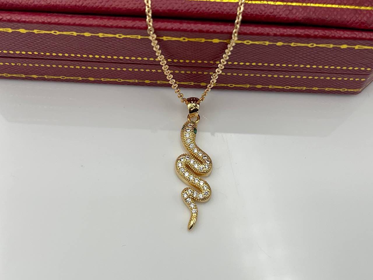 گردنبند طرح مار نگین کاری