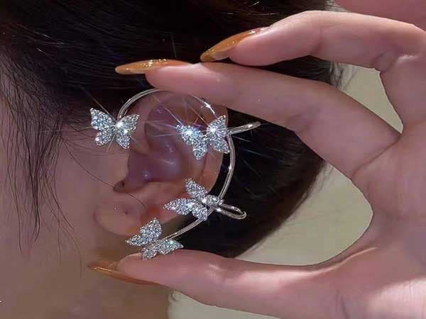 گوشواره بلوتوثی پروانه نقره ای