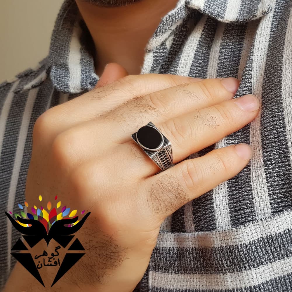 انگشتر عقیق اونیکس اسپرت مردانه کد R_1280