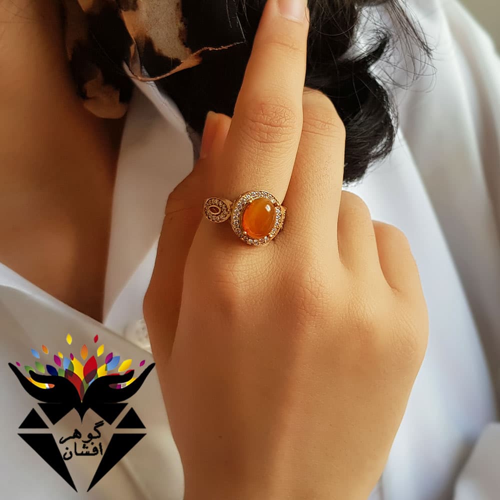 انگشتر طلاروس عقیق اصل زنانه R3178