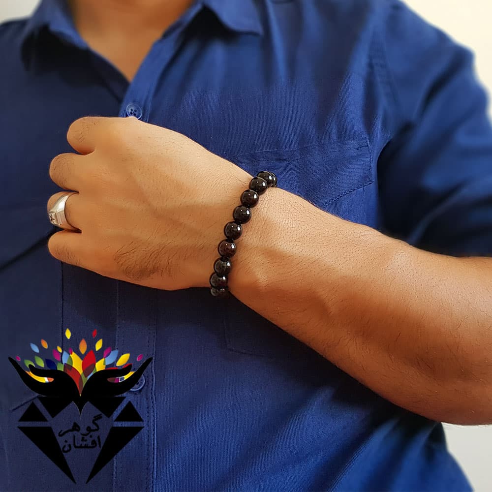 دستبند عقیق سلیمانی اصل تیره D3169