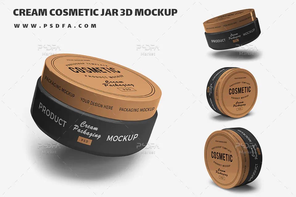 موکاپ قوطی کرم پلاستیکی در حالات و نماهای مختلف