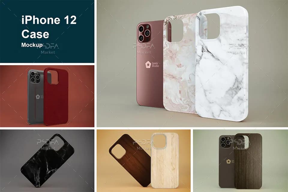موکاپ قاب و کاور آیفون 12 در نماهای مختلف iPhone 12 Case Mockups