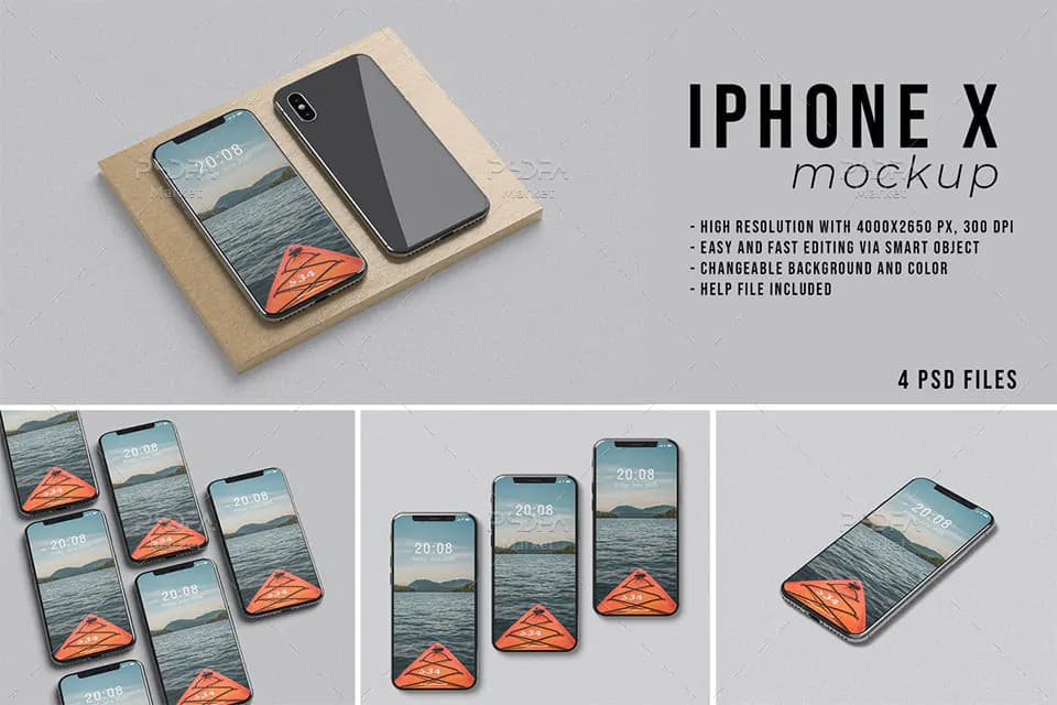 موکاپ آیفون ایکس (10) برای فتوشاپ iPhone X Mockup