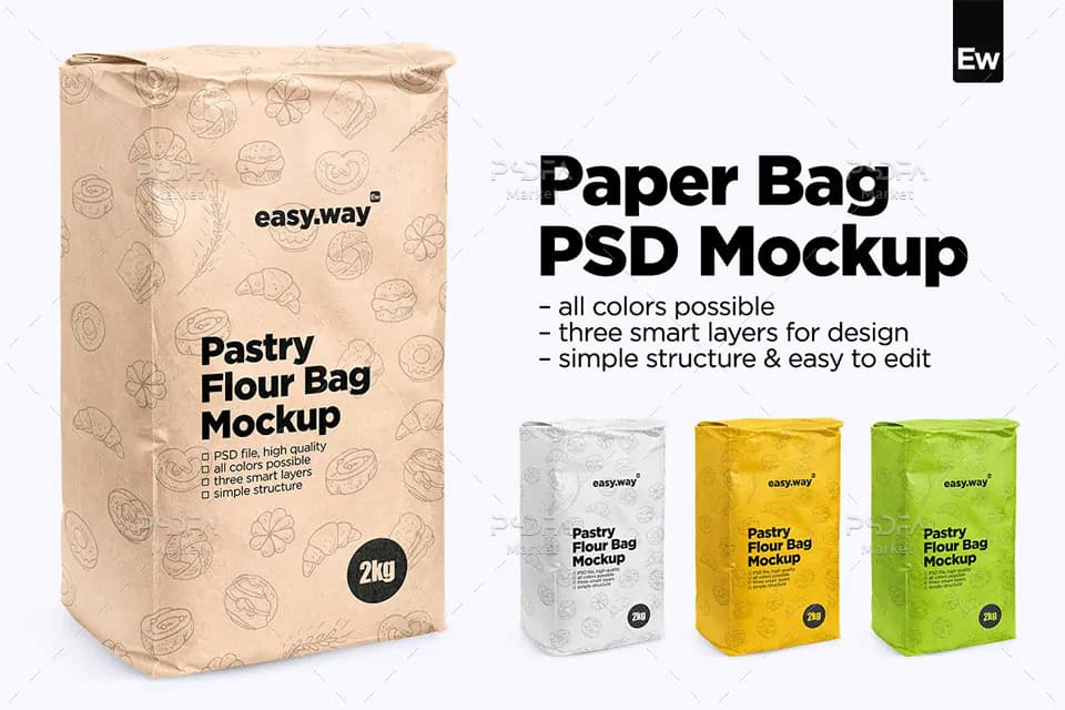 موکاپ پاکت کاغذی چای و محصول – Paper Bag Mockup