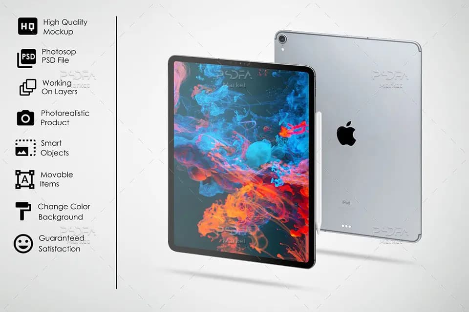 موکاپ تبلت آیپد پرو در حالت و نماهای مختلف – iPad Pro Mockup — تصویر ۲