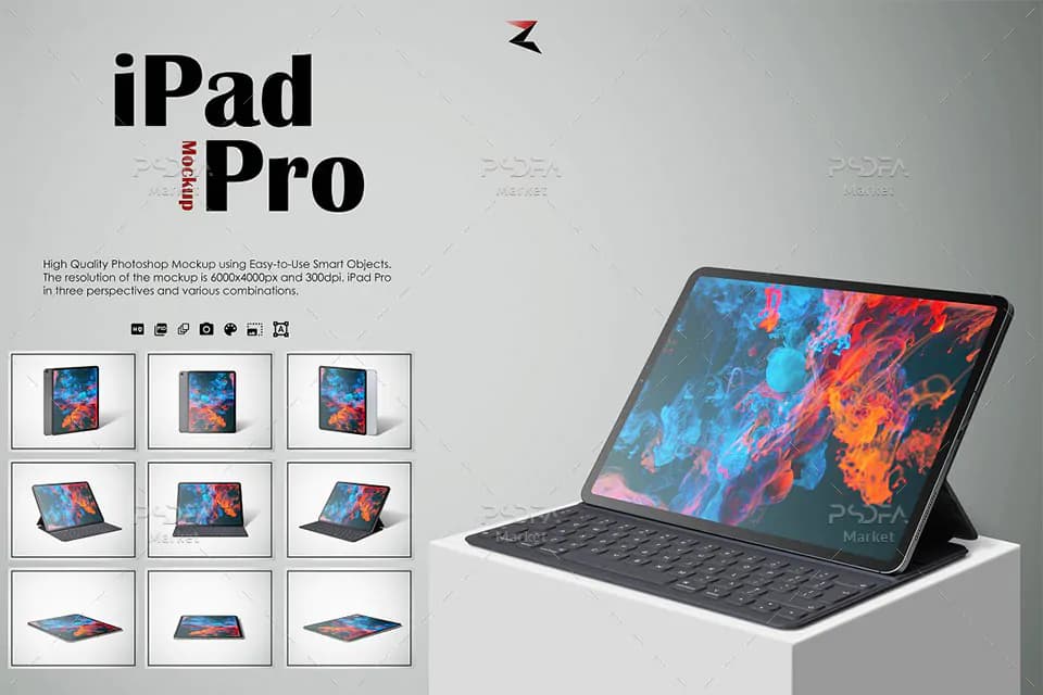موکاپ تبلت آیپد پرو در حالت و نماهای مختلف – iPad Pro Mockup