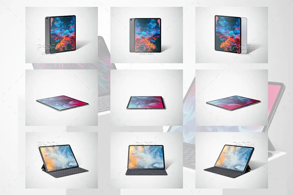 موکاپ تبلت آیپد پرو در حالت و نماهای مختلف – iPad Pro Mockup — تصویر ۳