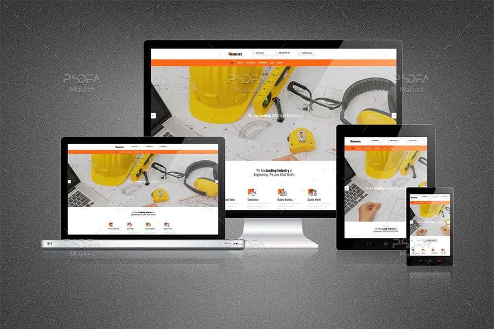 موکاپ ریسپانسیو وب سایت مدرن لایه باز برای فتوشاپ