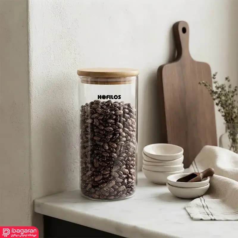 بانکه حبوبات گرد درب چوبی آلیس مدل 3802