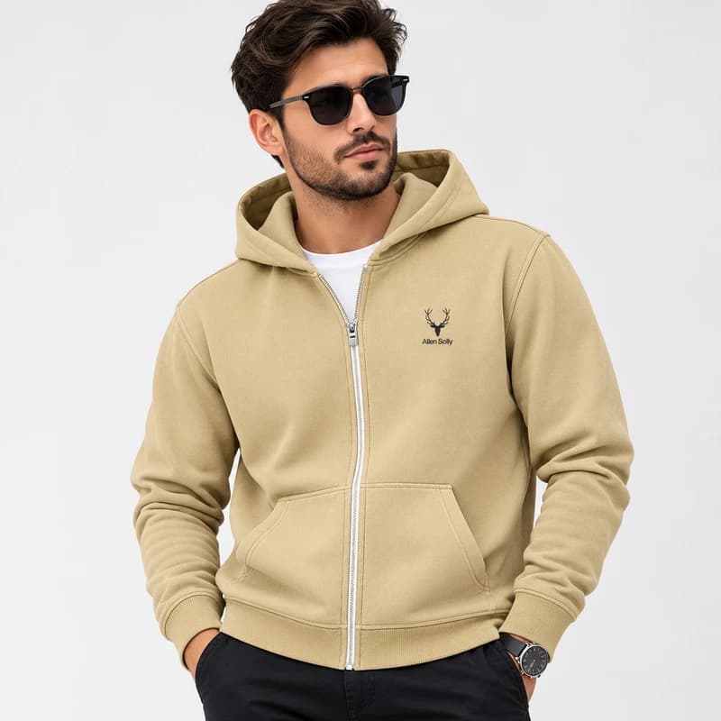 سویشرت کلاه‌دار مردانه پنبه‌ای لیما با زیپ allen-solly