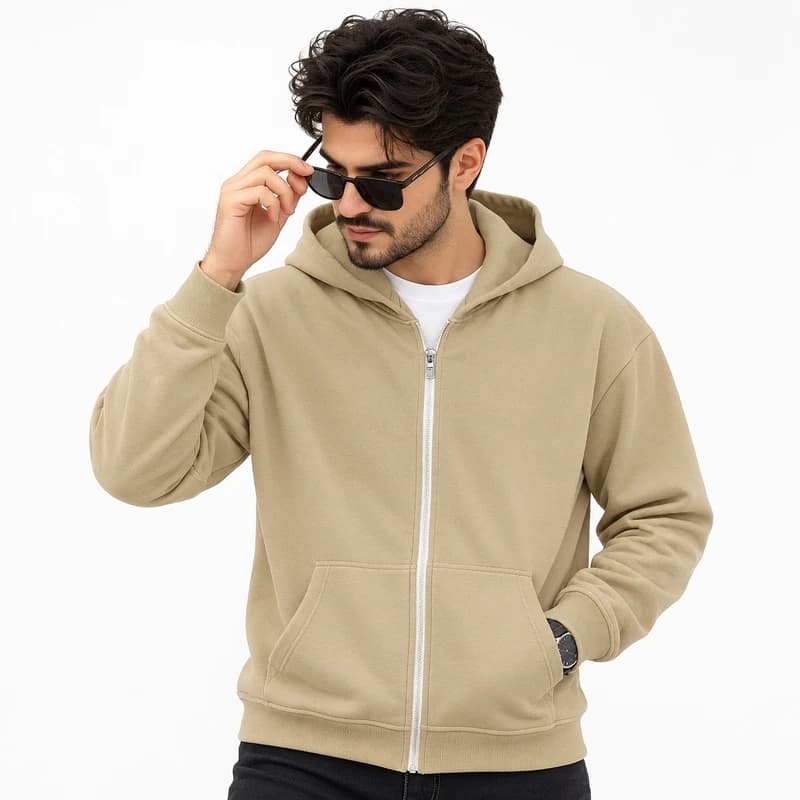 سویشرت کلاه‌دار مردانه پنبه‌ای لیما با زیپ مدل ساده
