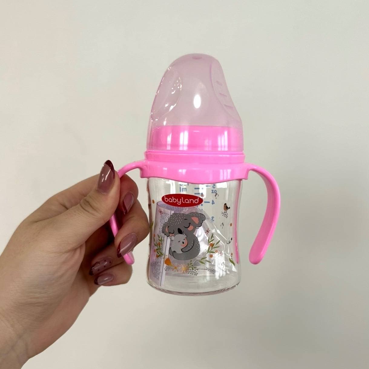 شیرخوری پیرکس ارتودنسی دسته دار بی بی لند baby land کد 498 حجم 150 میل — تصویر ۲