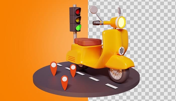 تصویر PNG آیکون سه بعدی موتور سیکلت وسپا
